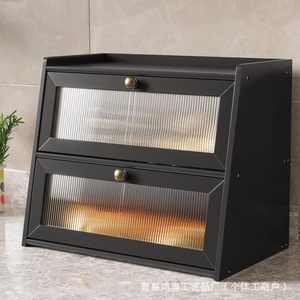 Boîte à pain en bambou, armoire de rangement de cuisine en bois avec porte transparente pour pâtisserie, anti-poussière, hermétique, organisateur de nourriture - Product Image 3