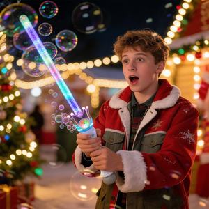 Luz de Neón, Varita de Burbujas LED con Corona Mágica de 27.5 Pulgadas, Accesorios de Fotografí<span class=keywords><strong>a</strong></span> Portátiles con Temática ROMÁNTICA, Disfraces de Cosplay, Aventuras de Rol, Caballero y Princesa - Product Image 2