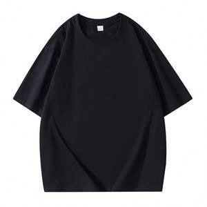 280GSM Custom Heavy Tees Thick Cotton <b>Tshirts</b> High Collar Big and Tall Fit Mock Neck Black Drop Shoulder T Shirt - Product Image 5