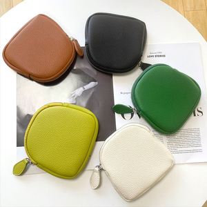 Portable Faux Leather Mini Wallet Zippered Coin Pouch Fashionable Soft Coin <b>Purse</b> Wallet Earphone Storage - Product Image 1