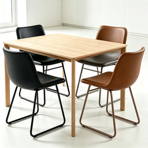 Chaise de salle à manger certifiée CAL 117 avec étiquette de conformité, chaise d'appoint moderne rembourrée en PU, pieds en métal noir pour projets commerciaux aux États-Unis - Product Image 4