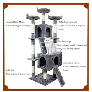 Grande promotion : Arbre à chat en bois avec griffoir en sisal et grande <span class=keywords><strong>maison</strong></span> en peluche - Product Image 5