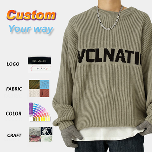 Suéter de Punto para <span class=keywords><strong>Hombre</strong></span>, <span class=keywords><strong>Jersey</strong></span> Informal con Patrón de Jacquard, Suéter Holgado de Gran Tamaño con Cuello Redondo para Invierno - Product Image 1