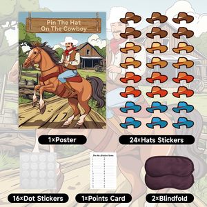 Adulte Western Rodeo Thème Fête D'anniversaire Jeux Cowboy Chapeau Pin Cheval Affiche Masques Papier Mur Jeux pour Cowboy Cheval Western Partie - Product Image 4