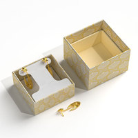 Coffret cadeau bijoux détachable haut de gamme personnalisé pour présentoir de bagues Insert gaufré logo feuille d'or vert olive exclusif