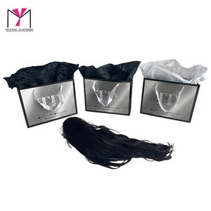 TD HAIR GO Luxury Paper Bags Set with <b>Drawstring</b> <b>Pouches</b> and Ribbon Handles Silver Foil Stamping Fashion Accessories - Product Image 3