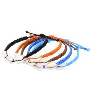 Pulsera De Conchas Hawaiian Beach Accessories Multi-color Waterproof Waxed Wire Braid Bracelet Beautiful Seashell Bracelet for W