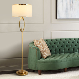 Industriel Moderne Géométrique LED Sol Or Fer Cadre Noir Cylindre Abat-Jour Minimaliste Base Marbre Télécommande pour Petit Salon - Product Image 3