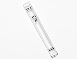Custodia moderna Mezuzah in acrilico su misura con corona d'oro Design-gioiello religioso articolo decorativo - Product Image 2
