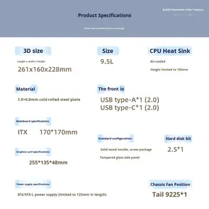 Gabinete de PC <span class=keywords><strong>ALBOX</strong></span> de Torre Completa Mini-ITX, Inserción Directa, Fuente de Alimentación SFX, 9L, Portátil, Mini, No A4C24U35 - Product Image 4