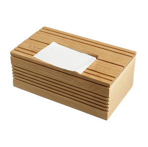 Boîte à mouchoirs rectangulaire en bois avec couvercle coulissant, personnalisable avec logo, pour décoration d'intérieur, fabriquée à la main, recyclable, style moderne DS - Product Image 1