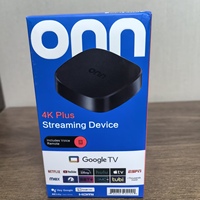 Boîtier TV intelligent Onn 4K Plus Android 14, décodeur 4K Quad Core, connectivité 5G, 2 Go de RAM, télécommande vocale pour lecteur multimédia en streaming