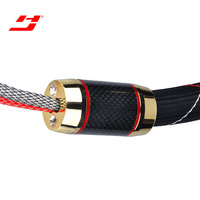 Câble de haut-parleur Hi-Fi tressé en cuivre OCC OFC haut de gamme plaqué or 24 carats avec fiches bananes