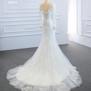 Jancember RSM66624 <span class=keywords><strong>abito</strong></span> da <span class=keywords><strong>sposa</strong></span> moderno in pizzo con scollo a maniche lunghe nuovi eleganti abiti da <span class=keywords><strong>sposa</strong></span> a sirena - Product Image 3