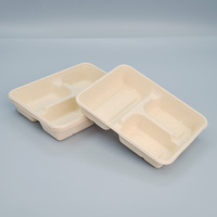 Plateau à compartiment à bagasse biodégradable jetable, plaque divisée en pulpe de canne à sucre pour cafétéria, buffet et service de traiteur