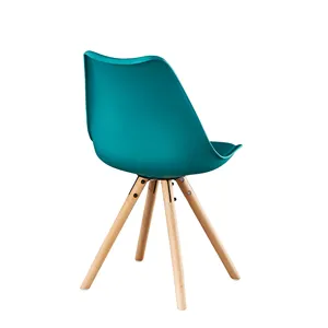 Cheap plastic chair PP seat and cushion wood legs high quality hot selling plastic dining chair for sale