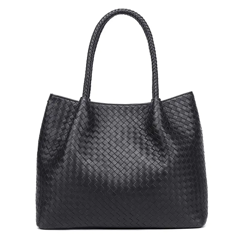 2022 Fashion Under-arm Women One Shoulder Woven Leather Hand Held Mother Handbag Purse Soft Clutch YGA4
