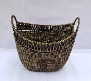 Custom Shape Water Hyacinth Storage <b>Basket</b> OEM ODM Handmade Natural <b>Woven</b> <b>Basket</b> with or without Handle for Home Organization - Product Image 4