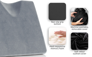 Cojín de Cuña para <span class=keywords><strong>Silla</strong></span> de Oficina y Asiento de <span class=keywords><strong>Coche</strong></span>, Soporte Ortopédico y Alivio del Dolor para Coxis y Cadera, Asiento de Camión - Product Image 6