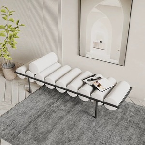 Banc <span class=keywords><strong>convertible</strong></span> en tissu de style nordique minimaliste, moderne et de luxe léger, pour chambre à coucher, à la fin du lit, idéal pour se reposer ou changer de chaussures - Product Image 3