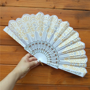 [我是你的粉丝] 质量好的经典送礼礼品塑料框架手风扇塑料白色婚礼风扇 - Product Image 1