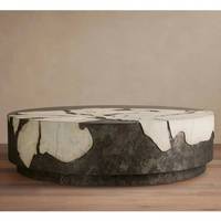 Table basse STG moderne de style européen et américain, personnalisable, sculptée à la main, en marbre naturel, multifonctionnelle et écologique