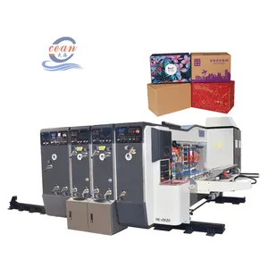 Cajas de cartón corrugado de alta velocidad, máquina de fabricación de troquelado automático con impresión en v