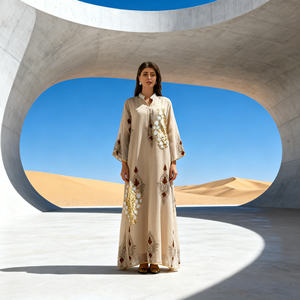 Robe Abaya élégante et stylée en polyester brodé, matériau personnalisé de haute qualité pour femmes musulmanes - Product Image 1