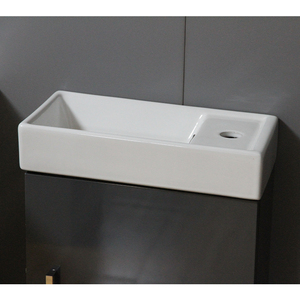 Lavabo classique moderne en céramique blanc pour salle de bain, petit lavabo à <span class=keywords><strong>main</strong></span> suspendu au mur, vente directe en usine - Product Image 3