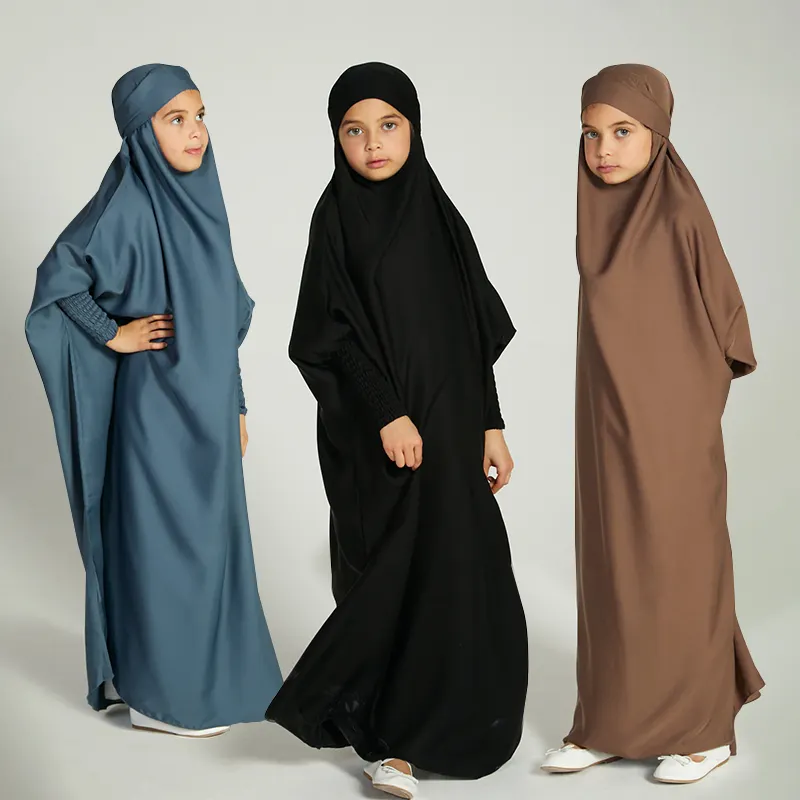 Eid Een Stuk Gebed Abaya Jurk Custom Jilbab Gebed Jurk Moslim Jurk Ramadan Kleding Kids