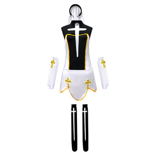 Disfraz de Monja para Mujer Adulta, Negro y Blanco, de Poliéster, para Juego de Roles, Halloween, Actuación en Escenario, con Diseño de Cruz - Product Image 4