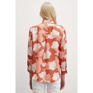 Camisa de Satén Vila para Mujer, Estampado Floral, Color Terracota, Cierre de Botones, Blusa Casual para Uso Diario - Product Image 3