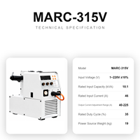 Soudeuse numérique sans gaz à auto-étanchéité Inverter Marc 315V 225A MIG MMA 2-en-1, équipement de soudage à inductance réglable pour soudage par points