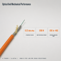 Kabel Serat Optik Indoor Wanbao 4 Core G.657A2 Single Mode Berlapis Baja dengan Spiral Armor Baja Tahan Karat untuk Perkabelan Rumah FTTH