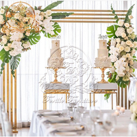 Rectangle doré matériel fête fleur mur toile de fond en gros événement décor