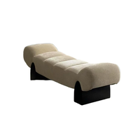 Banc ottoman de luxe italien en flanelle, tabouret léger pour chambre à coucher, salon, entrée, tabouret à chaussures
