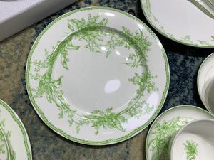 Service de table de luxe européen en porcelaine fine, 41 pièces, motif végétal vert, coffret cadeau - Product Image 5