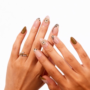 30 piezas de <span class=keywords><strong>uñas</strong></span> postizas acrílicas con estampado de leopardo y estrellas, <span class=keywords><strong>uñas</strong></span> de arte con forma de almendra, suministros de belleza, puntas de gel suave, <span class=keywords><strong>uñas</strong></span> postizas de gel 3D de lujo - Product Image 3