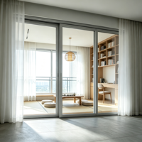 Porte coulissante UPVC à cadre ultra-fin et large vue pour condo urbain de luxe, zone d'éclairage maximale