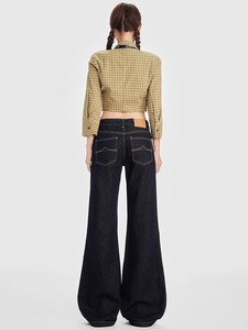 Pantalon en jean à pattes d'éléphant, taille basse, bleu foncé, tendance rétro, accessoire indispensable pour les fashionistas de <span class=keywords><strong>la</strong></span> rue, spécial - Product Image 5