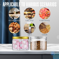 Pot en Plastique PET Personnalisé avec Couvercle en Aluminium. 50ML 80ML 100ML 120ML 150ML 250ML 500ML, Pot PET à Large Ouverture pour Emballage Alimentaire Sec
