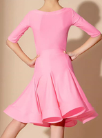 Robe de danse latine à manches longues moins chère pour filles, costumes de scène pour compétitions de danse latine