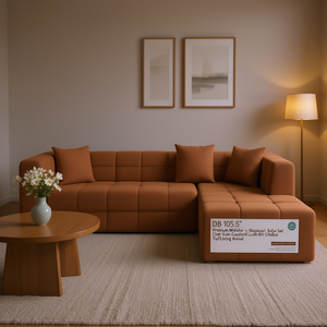 Db 105.5 In L Shaped Sectional <b>Sofa</b> Set Tufted Fabric Deep Seat Couch With Chaise For Living Room - Product Image 2