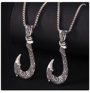 Stainless Steel Fishhook <b>Charm</b> Vintage Viking Men's Titanium Steel Pendant No Fade Necklace Vintage Stainless Necklace - Product Image 2