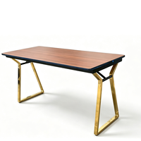 Table rectangulaire pliante pour banquet, pieds en acier inoxydable doré, table pliante pour hôtel, bureau, réunion