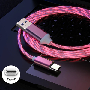 Cavo di ricarica rapida <span class=keywords><strong>3</strong></span>-in-1 con luce LED a flusso luminoso, Type-<span class=keywords><strong>C</strong></span>/Micro USB, in TPE resistente con anima in rame puro per stampante, computer, scanner di codici a barre - Product Image 3