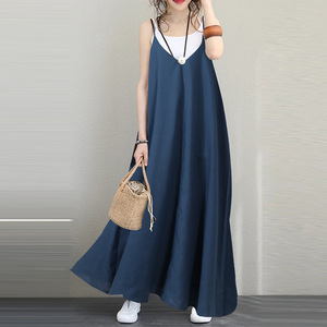 Robes décontractées pour femmes, col en V, robe ample, robe <span class=keywords><strong>chic</strong></span> coréenne, <span class=keywords><strong>grande</strong></span> <span class=keywords><strong>taille</strong></span>, robe femme - Product Image 1