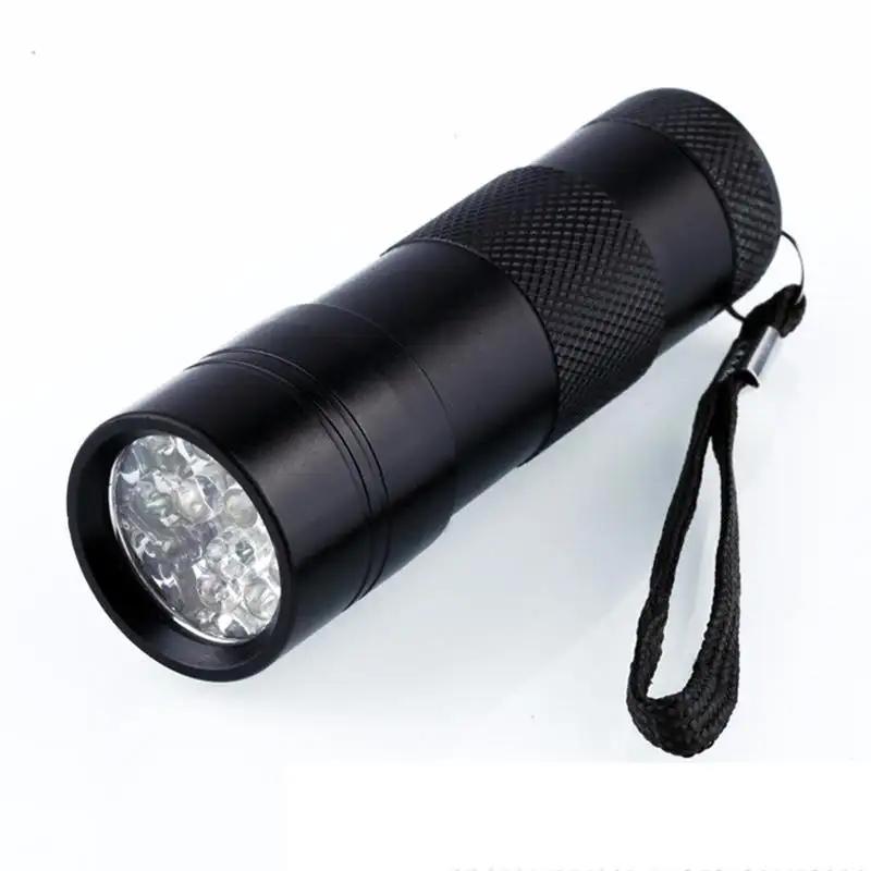 Mini lampe de poche à 9 LED, en aluminium, résistante à l'eau, chaude, UV et ultraviolette, petit, Flash, haute qualité