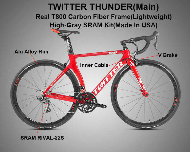 TWITTER Thunder 女性用カーボン700Cレーシングロードバイク