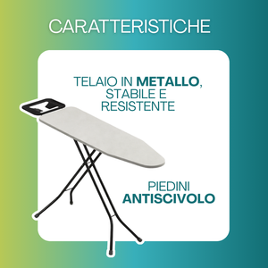 Asse da Stiro Pieghevole 147x34 Cm con Supporto per Ferro da Stiro, Altezza Regolabile in 2 Posizioni - Product Image 3